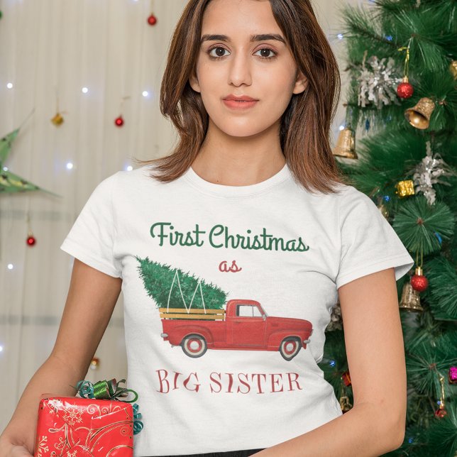 Första julmatchningen av Family Helgdag Big Sister T Shirt (First Christmas Matching Family Holiday Big Sister T-Shirt)