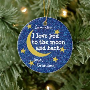 Första julmormor Kärlek You Måne och Back Julgransprydnad Keramik