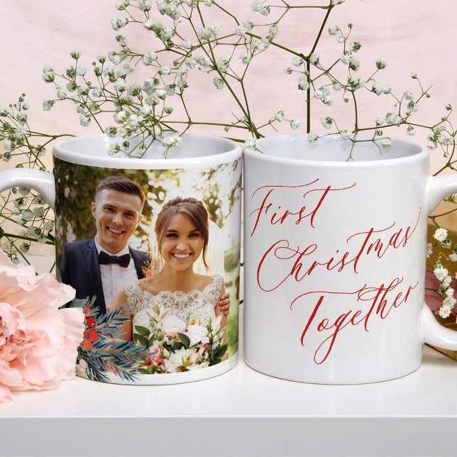 Första julnylweet-fotofoto bröllop namn kaffemugg (Skapare uppladdad)