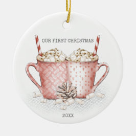 Första julparet med Hett kakao Julgransprydnad Keramik