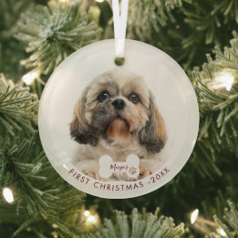Första julparet Photo Shih Tzu Hund Julgransdekoration
