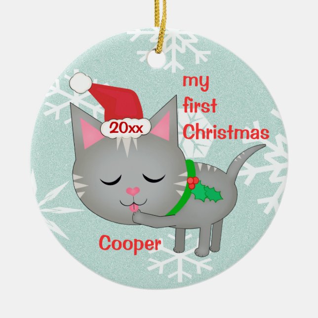 Första julprydnad för anpassningsbar julgransprydnad keramik (Framsidan)