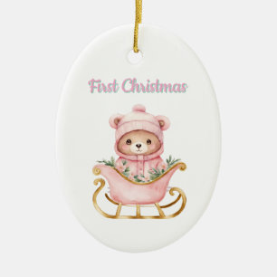 Första julprydnad för bebis julgransprydnad keramik
