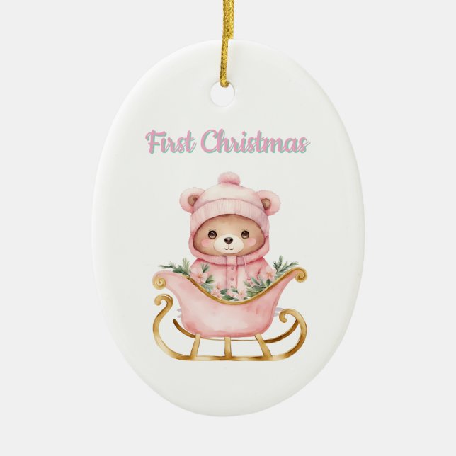 Första julprydnad för bebis julgransprydnad keramik (Framsidan)