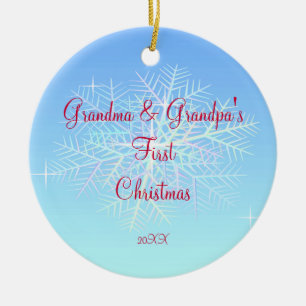 Första julprydnad för mormor & för morfar julgransprydnad keramik