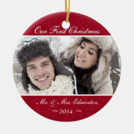Första julprydnad för röd nygift person julgransprydnad keramik