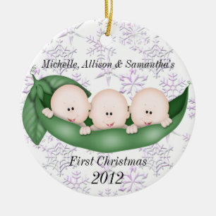 Första julprydnad för Triplets Julgransprydnad Keramik