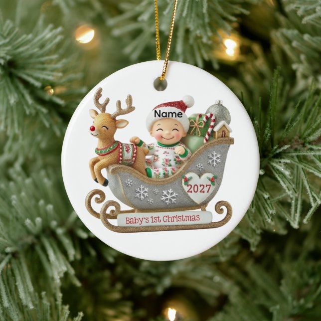 Första julprydnaden för bebis julgransprydnad keramik (Träd)