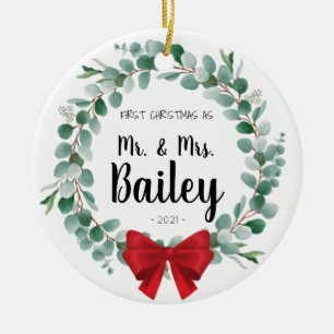 Första julprydnaden Newlyged Bröllop Gift  Julgransprydnad Keramik