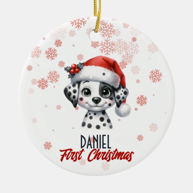 Första Julsöt Dalmatiske-valpen Ornament (Framsidan)