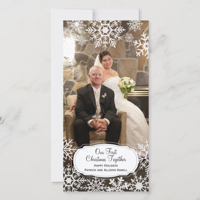 Första julstämningen - Elegant Snowflake Julkort (Framsida)