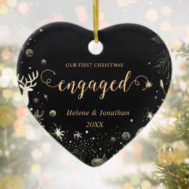 Första julstämningen i modern Elegant i Guld Julgransprydnad Keramik