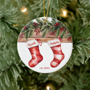 Första julstämningen i Namn med foto Julgransprydnad Keramik