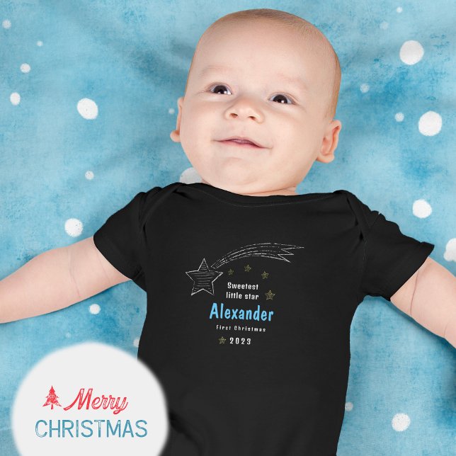 Första julstämningen, sötaste stjärnornas komet t shirt (First Christmas Sweetest Star Comet Baby Bodysuit ©Susanne Sachers - Sunny Mind Design 🌞)