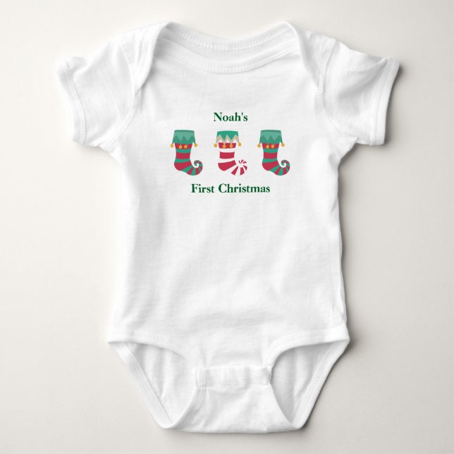 Första julstrumpor för bebisar tee shirt (Framsida)