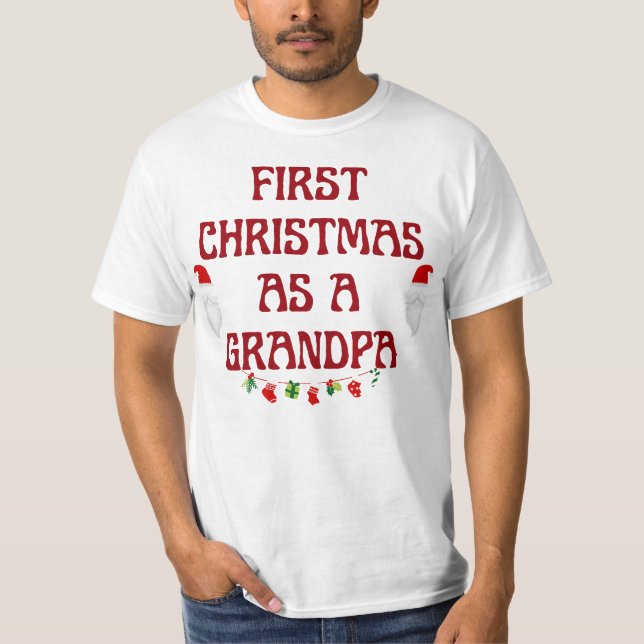 första jultomas som morfar,New Pappa Gift, Christm T Shirt (Framsida)