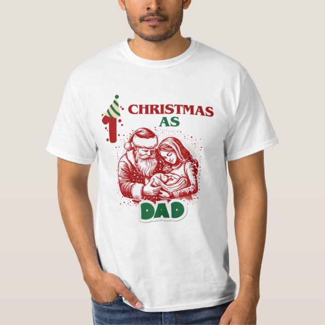 Första jultomas som pappa t shirt (Framsida)