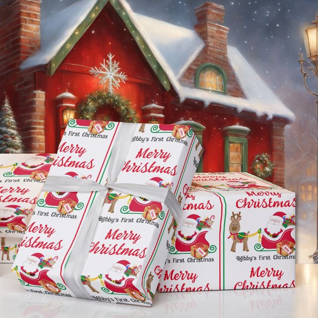 Första jultomte Baby om personalize Namn Presentpapper (Skapare uppladdad)