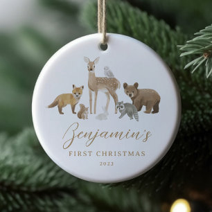Första jultomten Animals Baby Stats Julgransprydnad Keramik