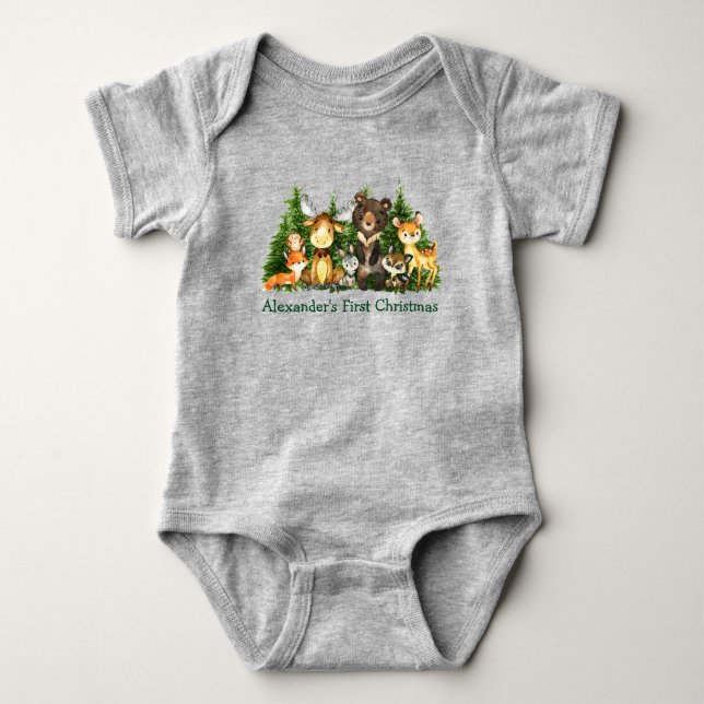Första jultomten Forest Animals Grått T Shirt (Framsida)
