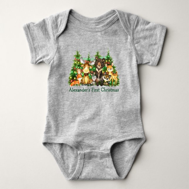 Första jultomten Forest Animals Ljus T Shirt (Framsida)