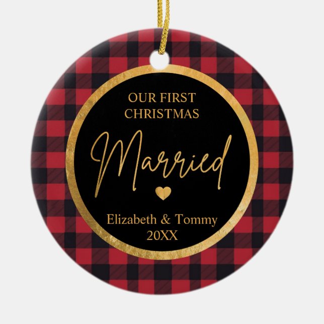 Första jultomten Gift buffel Ceramic Ornament (Framsidan)