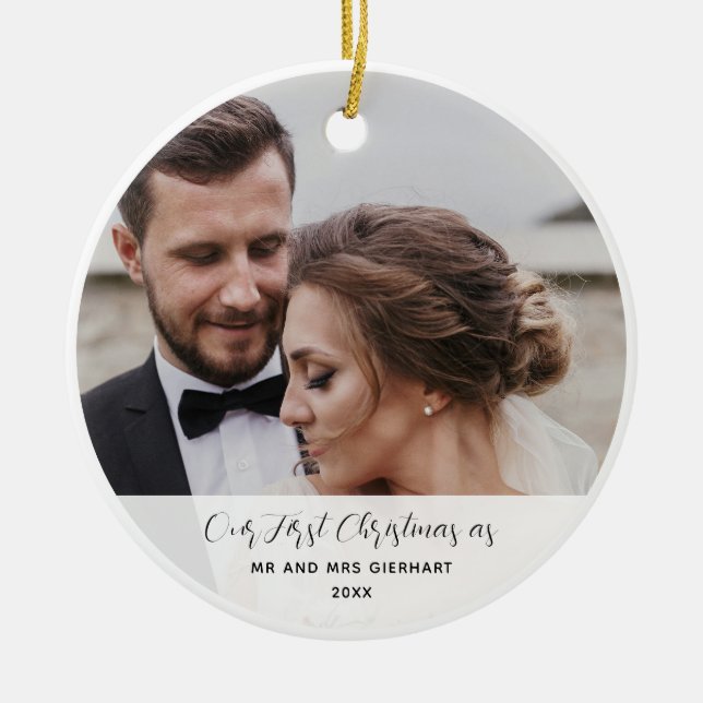 Första jultomten - Gift med fotopatens Elegant Julgransprydnad Keramik (Framsidan)