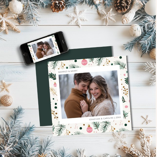 Första jultomten, gift och merry Whimsical Grönt Julkort (Skapare uppladdad)