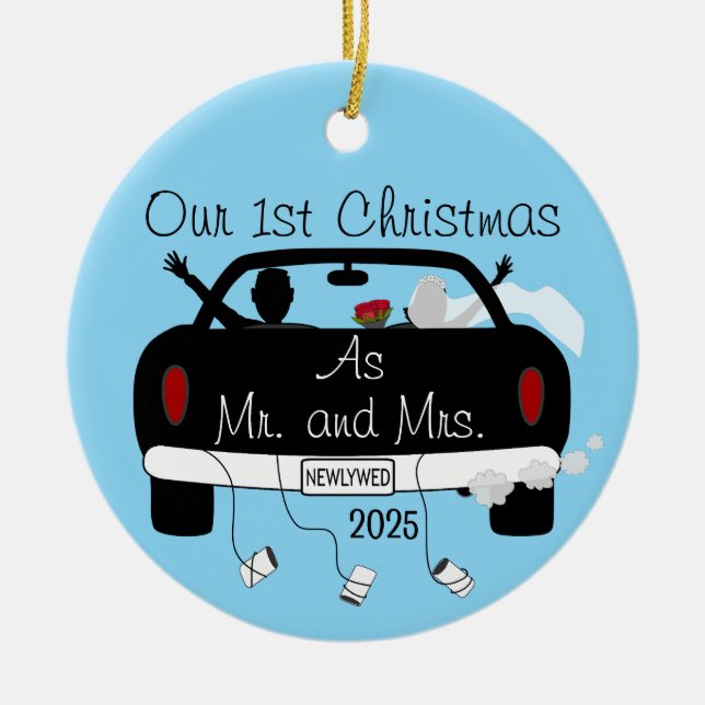 Första jultomten Gift par Julgransprydnad Keramik (Framsidan)