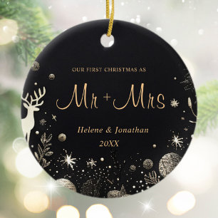 Första jultomten, gift par modern Elegant Julgransprydnad Keramik