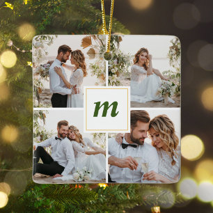 Första jultomten Gift par Newlyweds Monogram Julgransprydnad Keramik