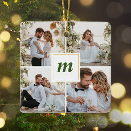 Första jultomten Gift par Newlyweds Monogram Julgransprydnad Keramik
