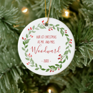 Första jultomten Marto Foto Wandered Red Text Julgransprydnad Keramik
