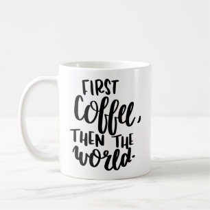 Första kaffe därefter världstypografimuggen kaffemugg