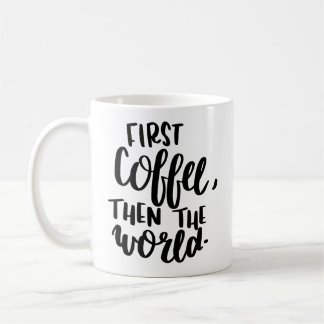 Första kaffe därefter världstypografimuggen kaffemugg
