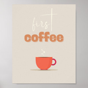 Första Kaffepostern – Steaming Cup Kökskonst Poster