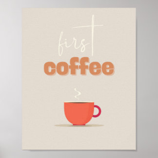 Första Kaffepostern – Steaming Cup Kökskonst Poster