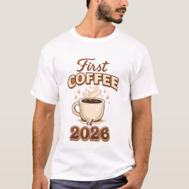 Första kaffet 2026 – Nyårsgåva för kaffelskare T Shirt