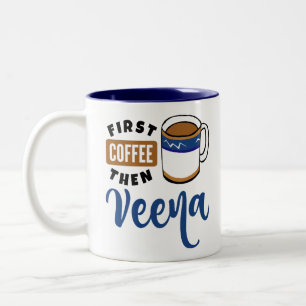 Första kaffet och Veena Music Älskare Två-Tonad Mugg