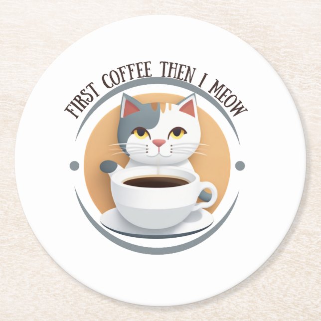 Första kaffet, sen matar jag kål underlägg papper rund (Framsidan)