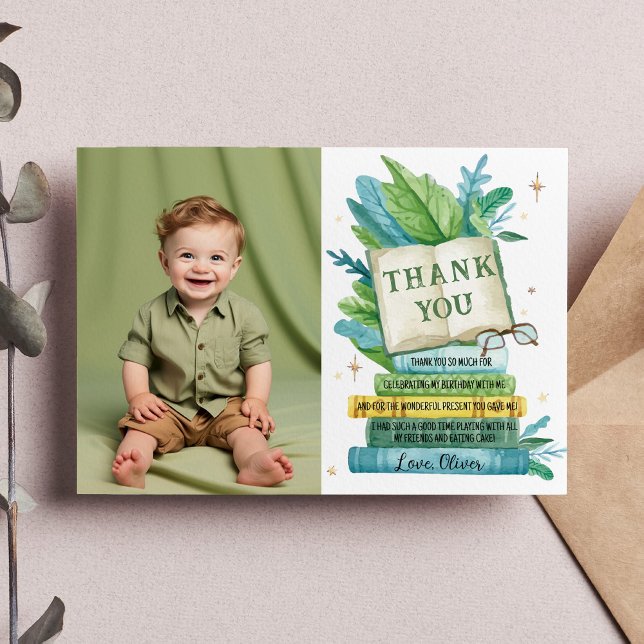 Första kapitlet Storybook Birthday Photo Tack Kort (Skapare uppladdad)