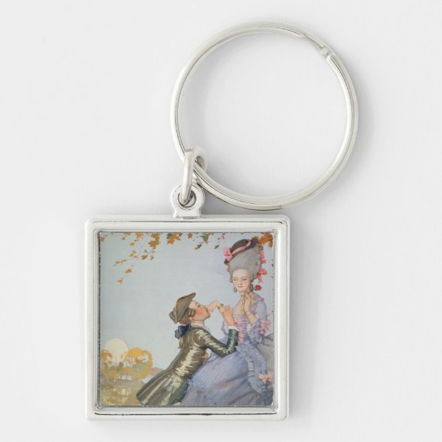 Första kärlek, 1916 fyrkantig silverfärgad nyckelring (Framsidan)