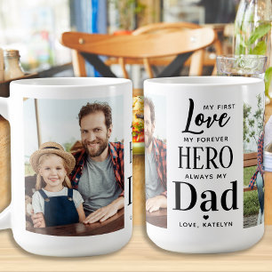 Första Kärlek Forever Hero Personlig 2 Foto Pappa Kaffemugg