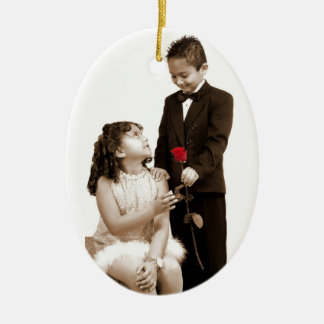 Första kärlekprydnad julgransprydnad keramik