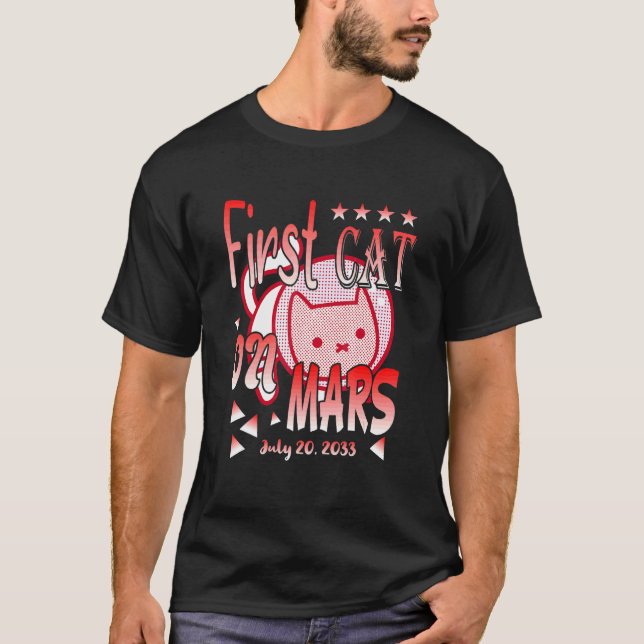 Första katten på Mars   Astronaut Katt 2 T Shirt (Framsida)
