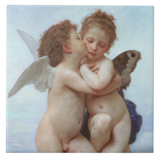 Första Kiss, Kärlek och Psyche, Bouguereau Kakelplatta (Framsidan)