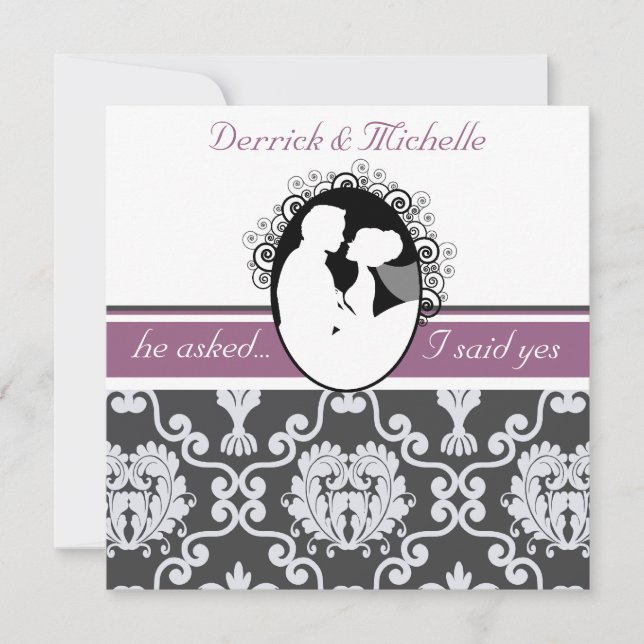 Första Kiss Lila Anpassad bröllopsinbjudan Inbjudningar (Framsida)