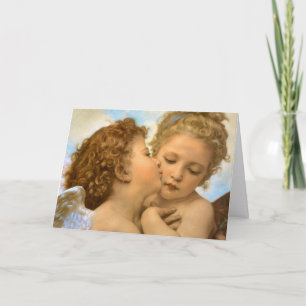 Första kissan från Bouguereau, Vintage Änglar Helgkort