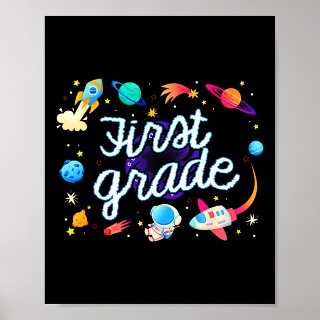 Första Klass Astronaut Planeter Rymden Ck Till Sko Poster (Framsidan)