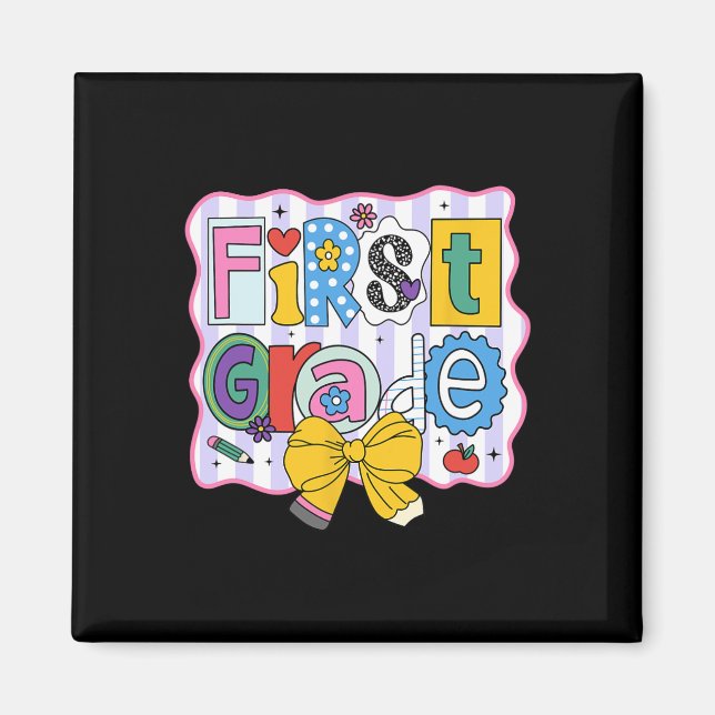 Första Klass Back to school Cute Brev Magnet (Framsidan)